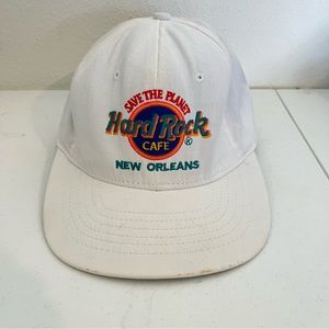 Vintage Hard Rock Cafe "Save The Planet" New Orleans White Snapback Hat - USA